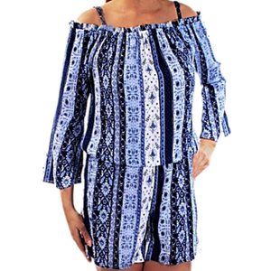 INC International Concepts Off The Shoulder Shorts Romper Smocked Boho Small